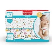 Wholesale - 76ct FISHER PRICE DIAPERS SIZE 3, UPC: 850010842592